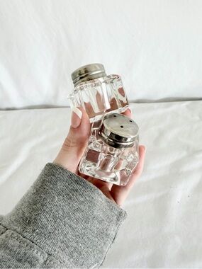 Salt and Pepper Shakers with Silver Tops